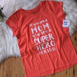 PIP & VINE red "super mom" maternity tee mother's day Tshirt